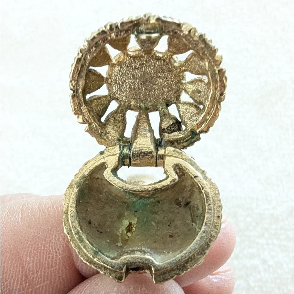 Vintage Gold Tone Statement Ring with Cabochon‎ Stone Made in USA